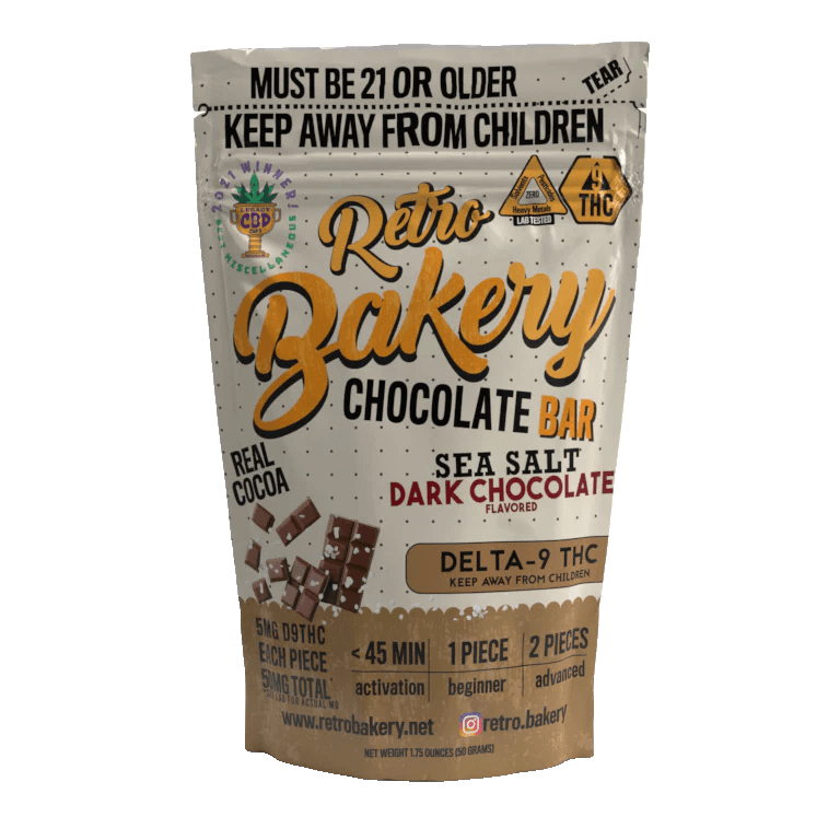 Retro Bakery Sea Salt Dark Chocolate Bar 50mg - Smokeless - Vape and CBD
