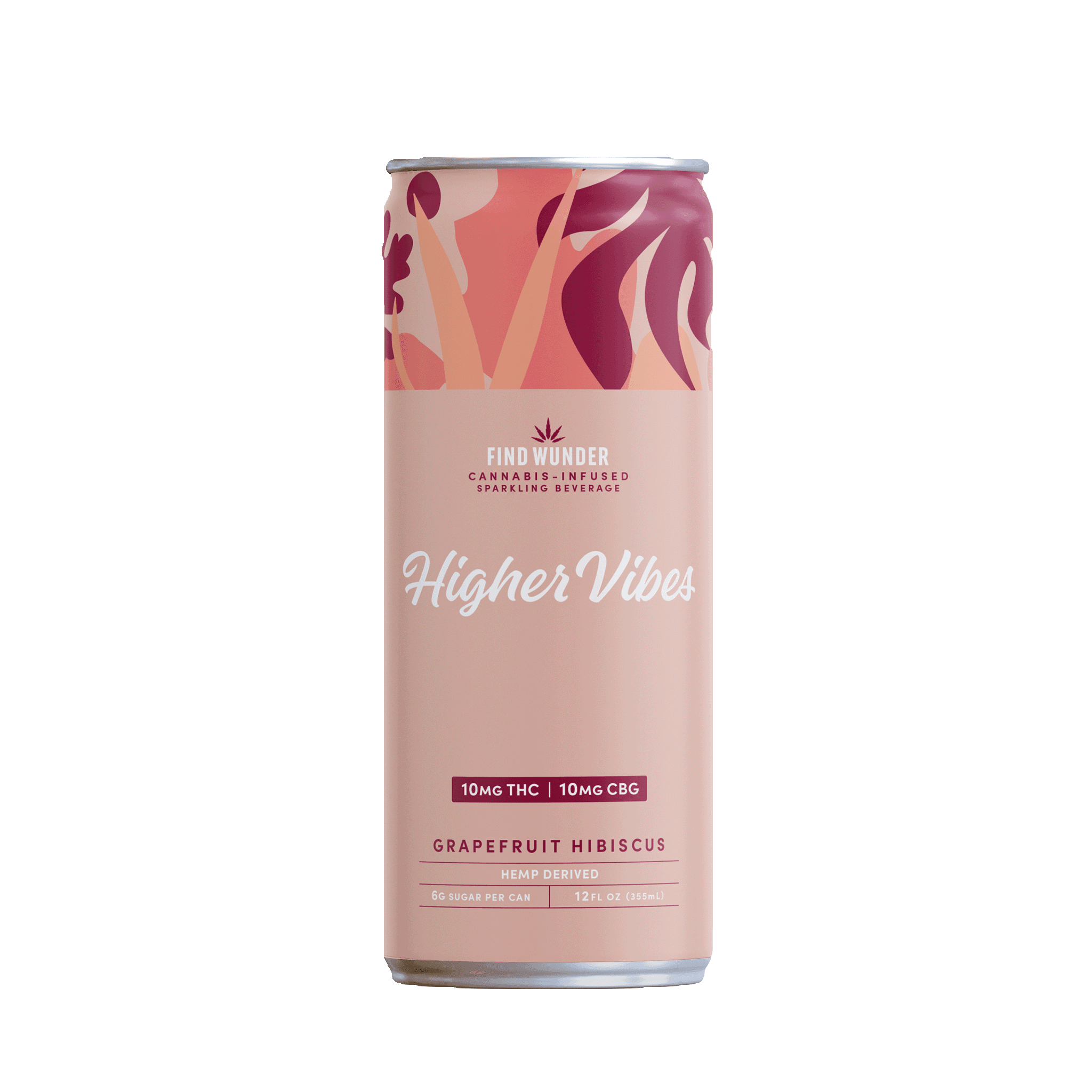 Wunder Higher Vibes Grapefruit Hibiscus THC Seltzer 10mg - Smokeless - Vape THC CBD