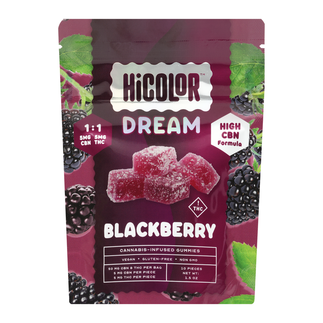 HiCOLOR THC+CBN Blackberry Gummies 5mg/50mg - Smokeless - Vape THC CBD