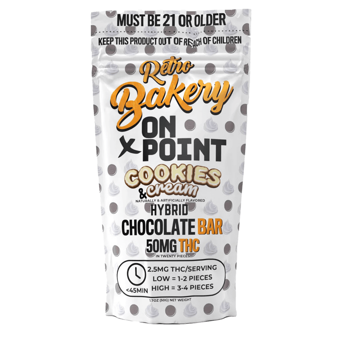 Retro Bakery THC Cookies & Cream Chocolate Bar 50mg - Smokeless - Vape THC CBD