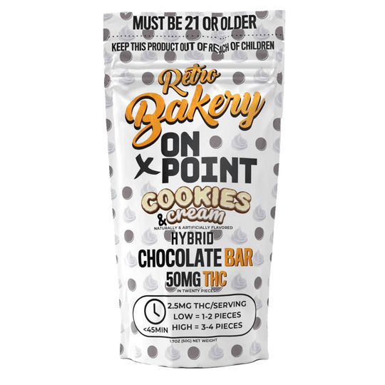 Retro Bakery THC Cookies & Cream Chocolate Bar 50mg - Smokeless - Vape THC CBD