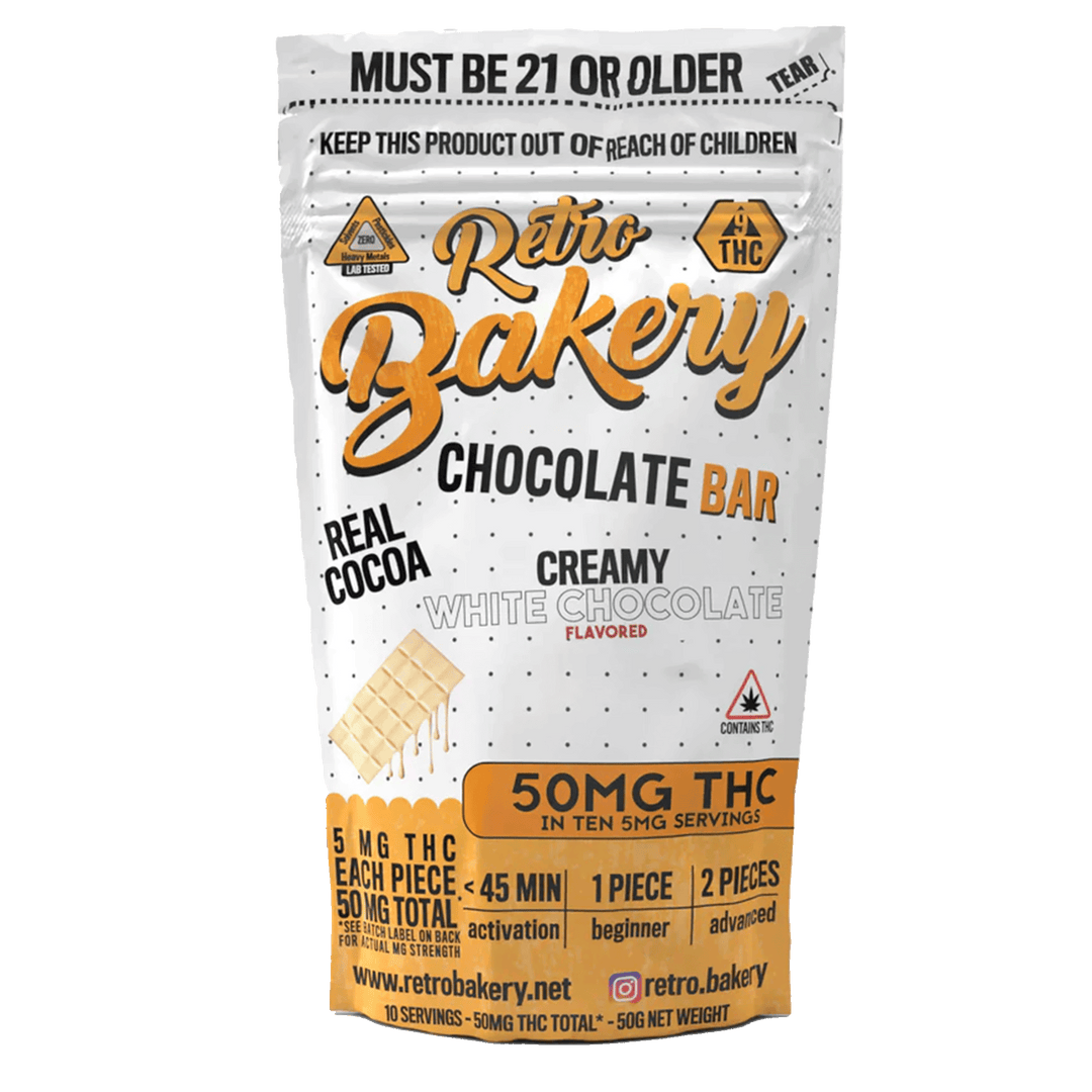 Retro Bakery THC White Chocolate Bar 50mg - Smokeless - Vape THC CBD