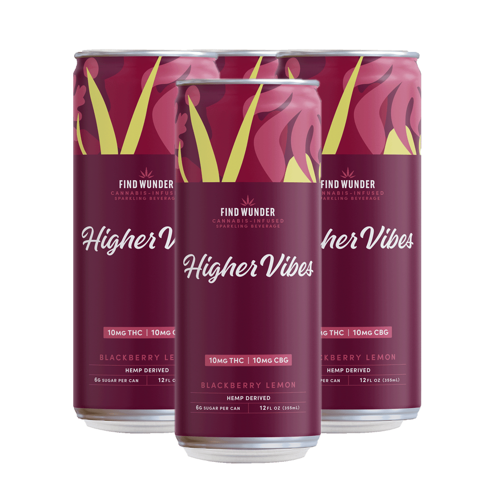 Wunder Higher Vibes Blackberry Lemon THC Seltzer 10mg - Smokeless - Vape THC CBD