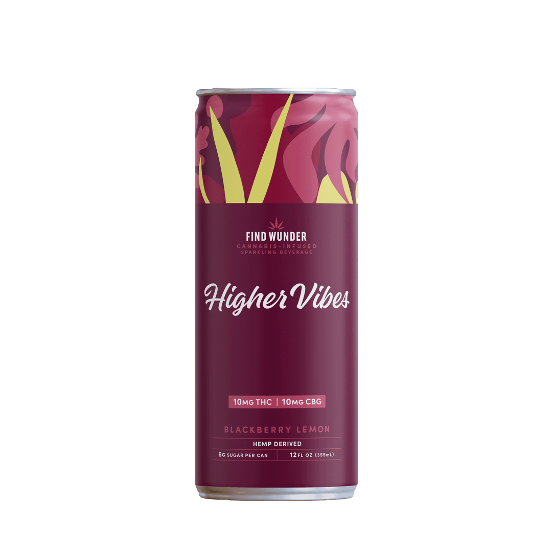 Wunder Higher Vibes Blackberry Lemon THC Seltzer 10mg - Smokeless - Vape THC CBD