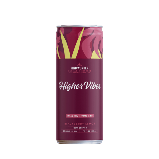 Wunder Higher Vibes Blackberry Lemon THC Seltzer 10mg - Smokeless - Vape THC CBD