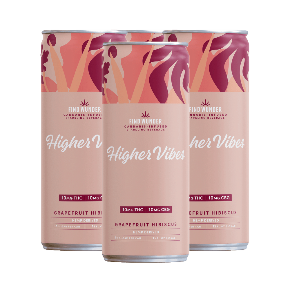Wunder Higher Vibes Grapefruit Hibiscus THC Seltzer 10mg - Smokeless - Vape THC CBD
