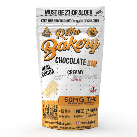 Retro Bakery THC White Chocolate Bar 50mg - Smokeless - Vape THC CBD